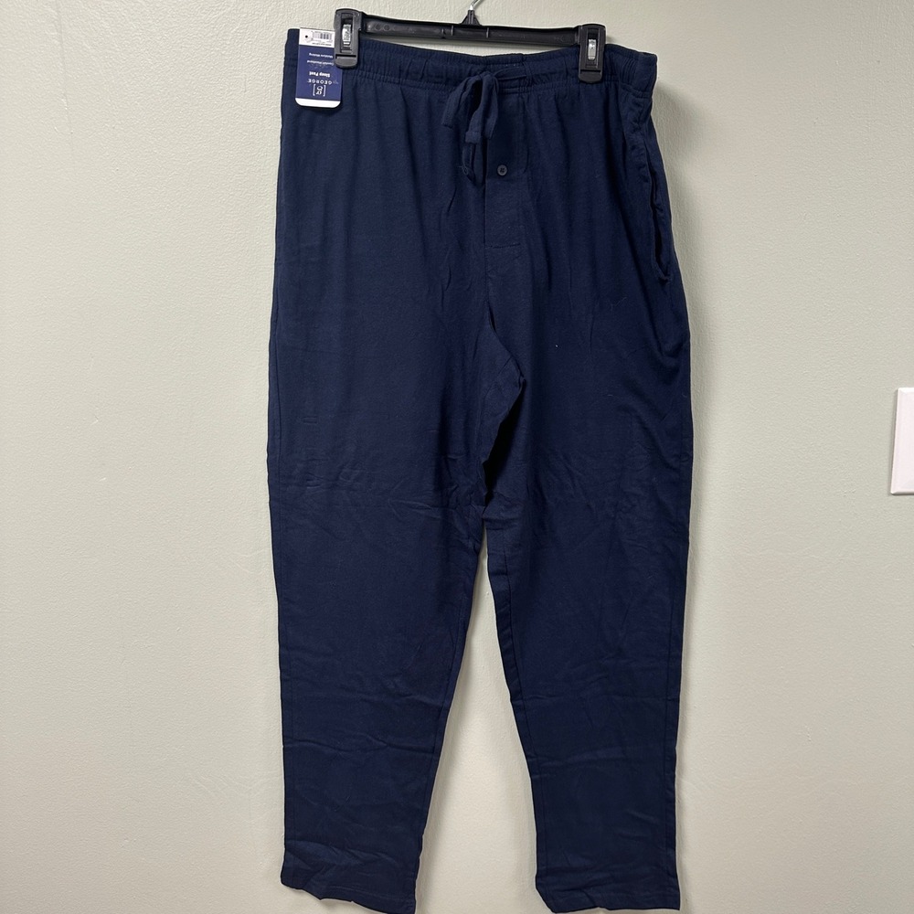 George Mens Dark Navy Sleep Pants XL 40-42 Moisture Wicking Pajama Bottoms NWT